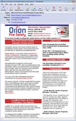 Orion Fire Safety e-newsletter design